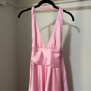 Zara Satin Halter Pink Dress
